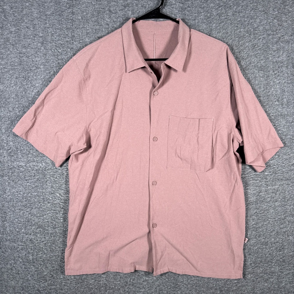 Lululemon Airing Easy Shirt Mens XL Pink Short Sleeve Performance Stretch